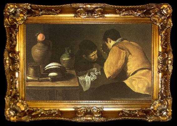 framed  Diego Velazquez Two Men at a Table, ta009-2